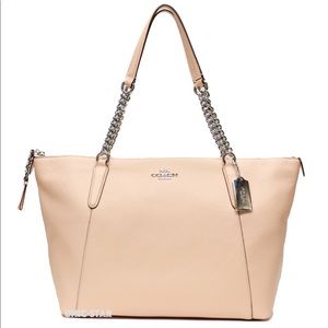 Coach Pebble Leather AVA Chain Tote Light Pink